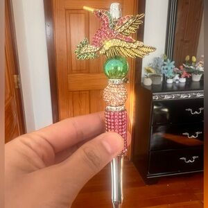 Colorful Hummingbird Pen with Rhinestones